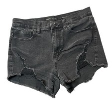 Kendall Kylie Icon Distressed Denim Shorts Faded Black Size 7 / 28