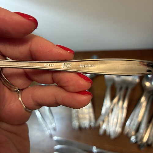 49 Pc Set Ekco Eterna Rose Cotillion Stainless Flatware Floral Korea Vintage - Picture 4 of 10