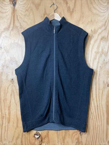 Tommy Bahama Hombre XL Negro Gris Cremallera Completa Sin Mangas Doble Cara Chaleco - Imagen 5 de 6