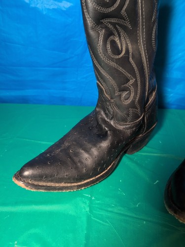 Men's Ostrich Black Western Boots Size 8D - Picture 3 of 9