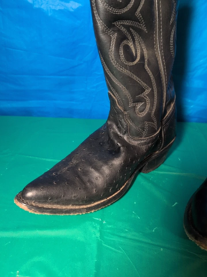 Botas occidentales negras avestruz para hombre talla 8D Foto 3 de 4