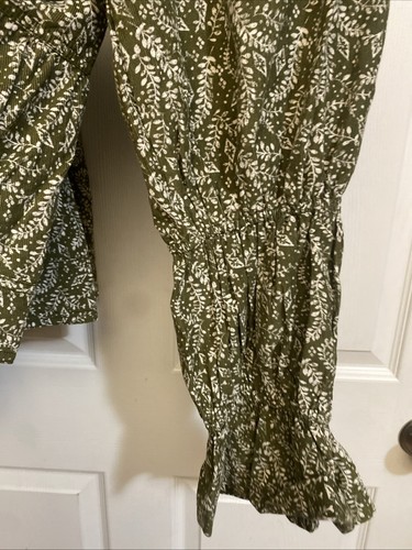 Anthropologie PILCRO Langarm grün Blumen Cord Babydoll Oberteil Medium - Bild 6 von 12