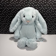 Jellycat Medium BASHFUL BEAU BUNNY   12" Soft Plush Toy RETIRED Blue Lovey NWT