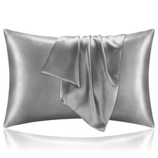 Silky Satin Pillowcase, Smooth Hair Skin Care, King Size, Gray