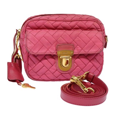 Prada Tessuto Pink Synthetic Shoulder Bag Authentic