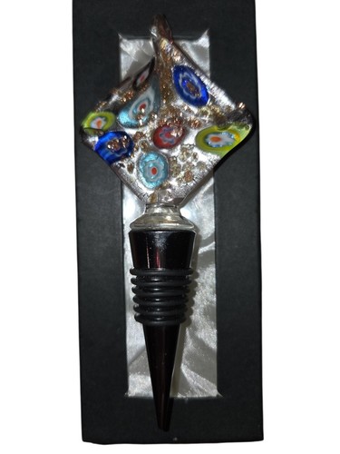 Tapón de vino de Murano de vidrio soplado a mano azul rojo rosa blanco tapón de botella - Imagen 3 de 6