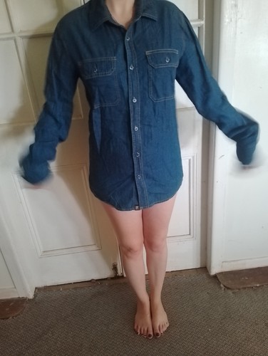 St Goliath By Goliath Mens Long Sleeve Shirtt Blue Denim Size Small Collared - Picture 2 of 15