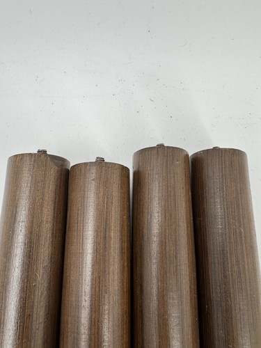 Vintage Mid Century Modern Tapered Wood Furniture Legs Set of Brass Caps MCM  - Picture 2 of 8