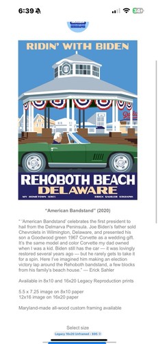 Ridin’ With Biden By Erick Sahler American Bandstand Rehoboth Beach DE Serigraph - Picture 6 of 6