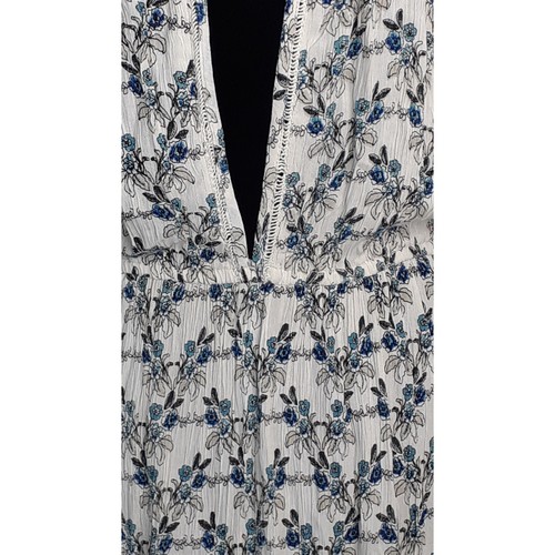 118 $ NEU AQUA Maxikleid Blumen SM Boho romantisch Cottagecore Gaze weiß blau - Bild 4 von 11