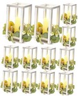 24 Pcs/12 Set Wooden Wedding Lantern Centerpiece Rustic Lantern Candle White