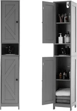 Tall Bathroom Storage Cabinet, 2-Door over the Toilet Cabinet with Adjustable Sh