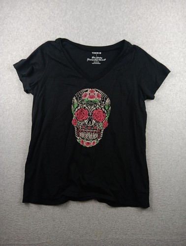Women's Torrid Blouse Size 1 Top T-shirt Sugar Skull