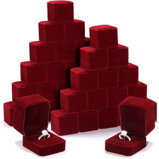 36 Pieces Velvet Ring Box Bulk for Wedding Ceremony Engagement Ring Box Gift Wed