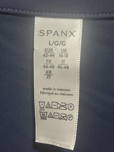 Spanx Front Zipper Sunshine Shirt Dress Size LARGE NAVY Blue DRAWSTRING WAIST - Picture 3 of 4