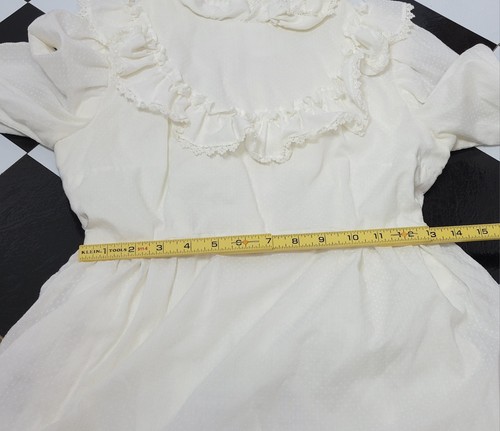 VTG 70's Prairie Peasant Cottagecore Gunne Style Wedding White Ivory Dress XS S - Picture 7 of 11