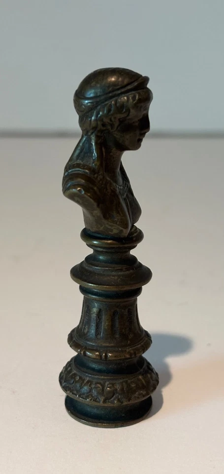 Sello de cera figurativo de bronce francés antiguo del siglo XIX - sello monograma Foto 4 de 4
