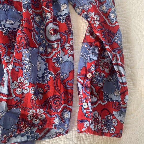 Camicia Talbots taglia XL camicia 100% cotone paisley floreale rosso blu manica lunga bottoni - Foto 9 di 9