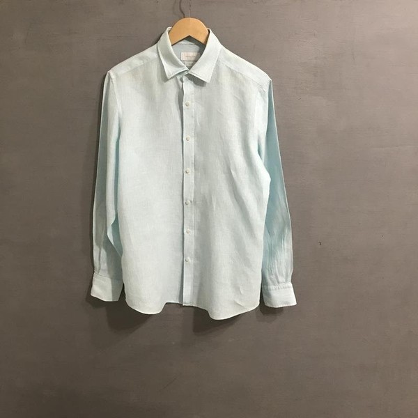 Men Massimo Dutti Shirt Mint Linen L