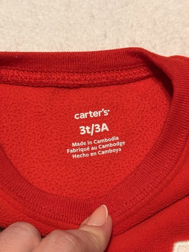 Carters Santa Squad Christmas Red and Green Fleece Kids Pajamas - Picture 2 of 4
