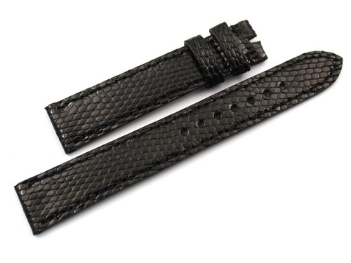 Audemars Piguet Black Glossy Lizard Leather Strap 17/15mm Handmade Luxury - Picture 2 of 4