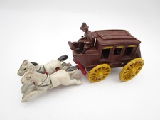 Vintage Cast Iron Wells Fargo Stagecoach with Horses and Driver