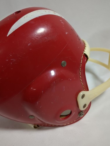 1950’s Old Kent Vintage Football Helmet Rare Memorabilia Red White Stripes 8109 - Picture 6 of 19
