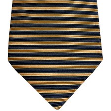Brooks Brothers Makers 100 Silk Stripe Tie Navy Gold USA 58 x4 Classic Vintage