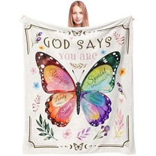 Christian Gifts for Women, Birthday Christian Blanket with 60"x50" Cream