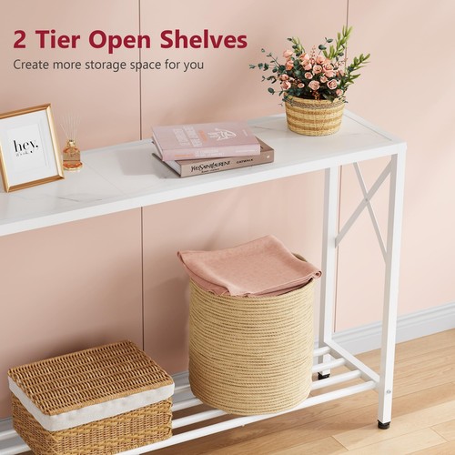 Console Table 41.8”, 2-Tier Entryway Table Narrow Sofa Table with Shelves, En... - Picture 5 of 7