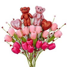 Valentines Day Floral Picks 10 Pack Bear Heart Tulip Party Table Decor