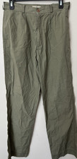 Vintage 90s LL Bean Pants Size 10 12 14 Olive Pleated Tropic Weight Cotton Chino