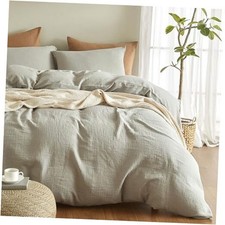Muslin Duvet Cover Size, 100 Washed Cotton Duvet Cover Queen B-smoky-green