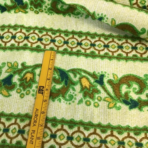 Vintage MCM Floral Lime Green yellow 1970s Upholstery FABRIC 2.25 Yd x 56 wide - Picture 4 of 7