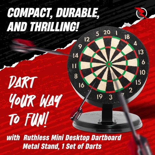 Ruthless | Mini Desktop Dartboard | 6 Inch | Desk Version or Wall Mountable - Picture 2 of 8