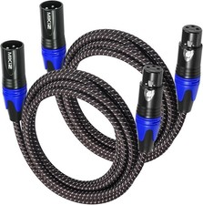 XLR Cables Braided 6ft 2 Pack Color Coded in Blue - Premium Anti-tangling XLR...