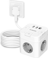 SteckdosenwüRfel 6 In 1 USB C Mit 4M Kabel Weiß Mehrfachsteckdose