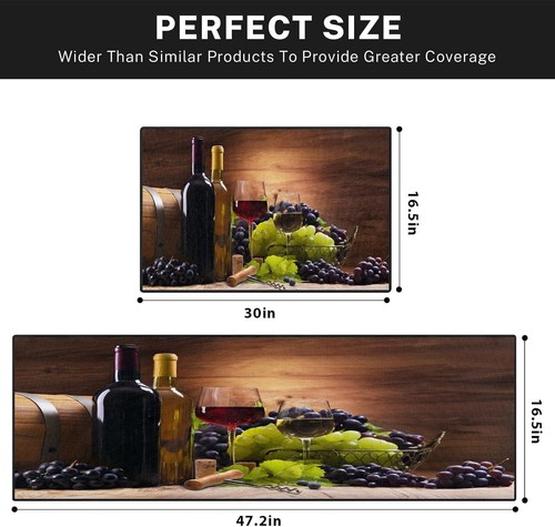 Red Wine Kitchen Rugs and Mats Non Skid Washable Set of 2, Onesize, 1 - Bild 2 von 7