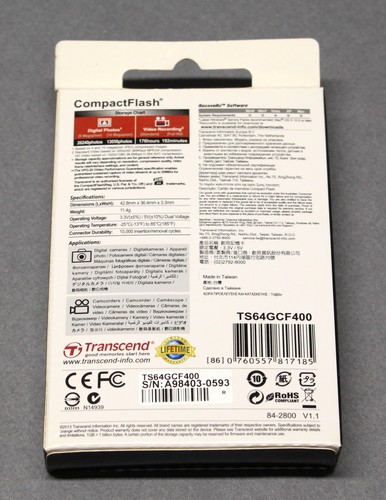 Transcend 400X 64GB Compact Flash CF Sealed Premium Memory Card - Picture 2 of 3