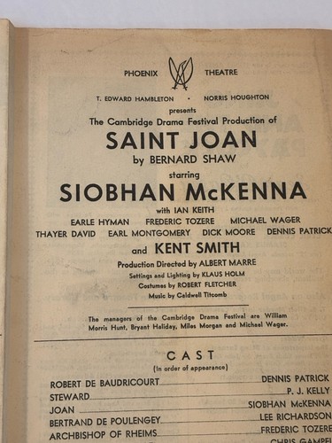 SAINT JOAN playbill SIOBHAN MCKENNA 1956 BERNARD SHAW Phoenix Theatre - Picture 2 of 8