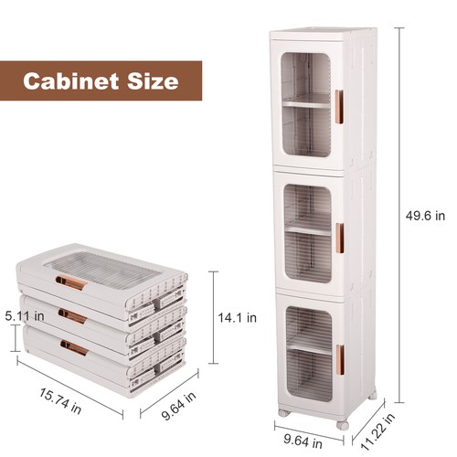 Foldable Plastic Bathroom Storage Cabinet for Small Spaces, Kitchen, Living Room - Picture 10 of 18