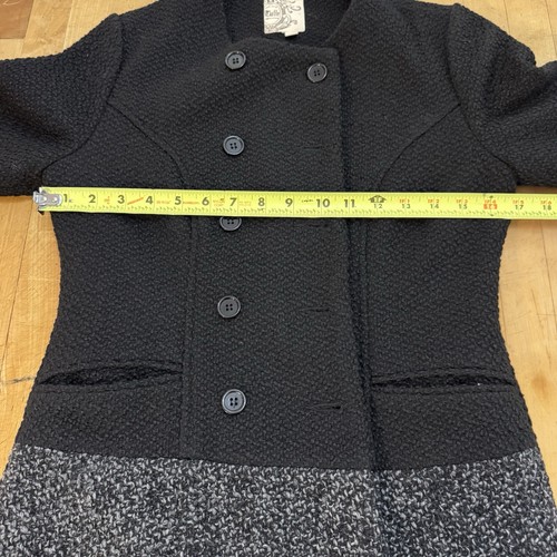 Tulle Anthropologie Jacket Black Wool Blend Double Breasted Sz Small Minimalist - Picture 7 of 8