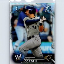 2016 Bowman Draft Ryan Cordell #BDC-151 Chrome Refractor Milwaukee Brewers