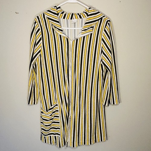 Túnica de Colección Años 70 con Cremallera Frontal con Capucha Hecha en EE. UU. Terry Fino a Rayas Talla S/M* - Imagen 2 de 17