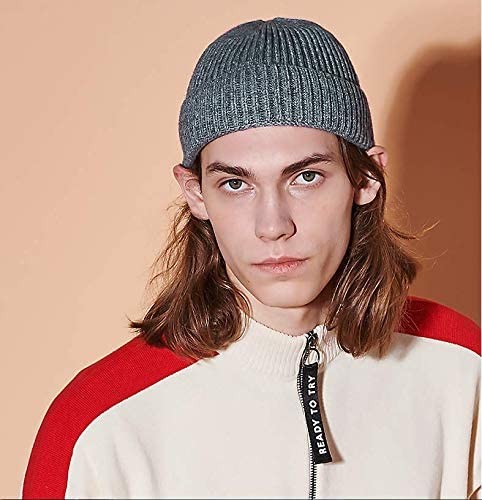 50% Wool Warm Cuffed Short Knit Fisherman Beanie for Men Women Winter Hats Tr... - Foto 4 di 6