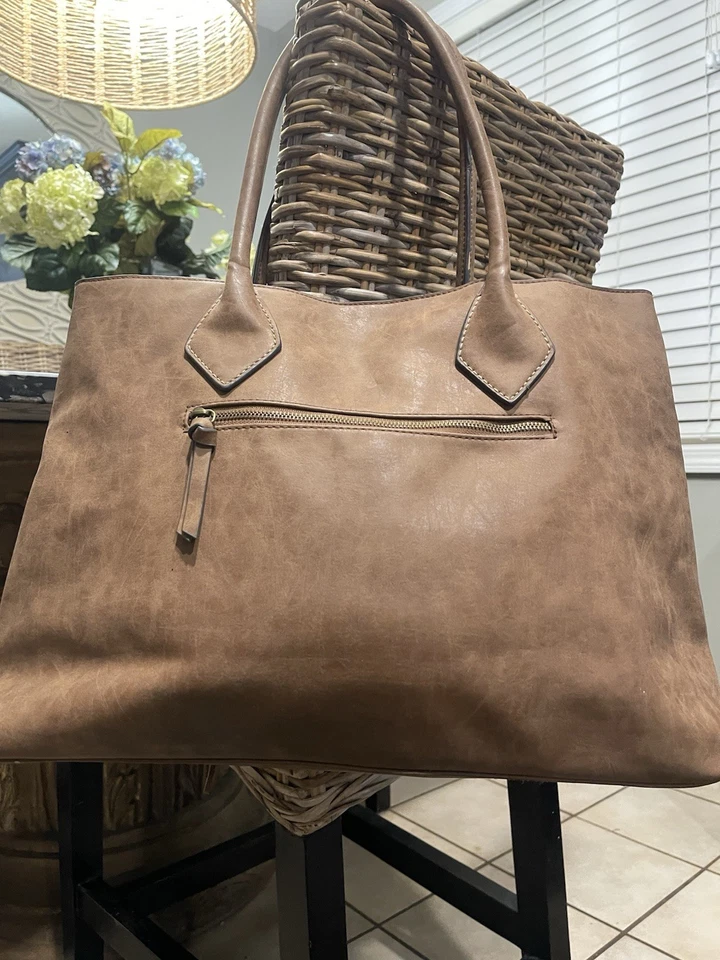 Bolso de hombro Hobo holgado con flecos de cuero sintético marrón boho hippie occidental Foto 3 de 4