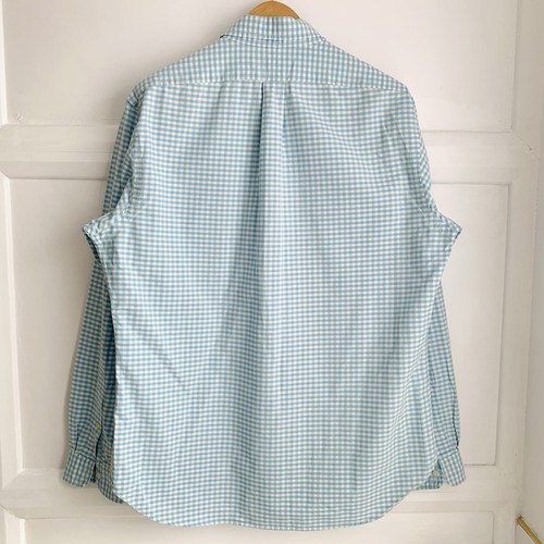 Ralph Lauren Gingham Check Oxford Shirt Mens XL Sky Blue White Heavy Cotton Pony - Picture 7 of 11