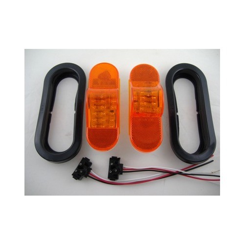 Amber 6” Oval 18 LED Semi Trailer Mid Turn Signal Marker Light Kit  -image
