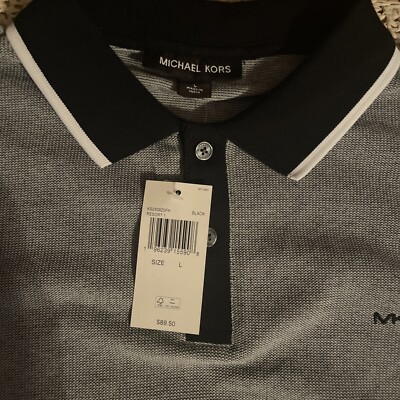 Michael Kors Men's Black/Gray Classic Short Sleeve Polo