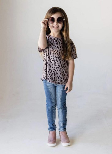 Black Leopard Little Girls Tee Size Extra Large 10/11 - Picture 2 of 5